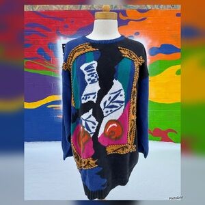Vintage RARE 1992 I.B. DIFFUSION Abstract Pop Art Sweater -  Large